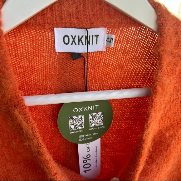 NWT OXKNIT Orange Cat Sweater 4X - Picture 5 of 7